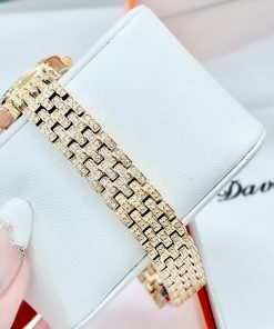 Đồng hồ Davena 61511 nữ chính hãng dây kim loại đính đá 22mm