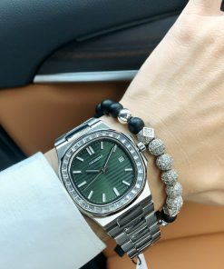 Đồng hồ nam Hanboro chính hãng cọc số dạ quang viền đính đá 40mm (2)