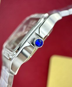 Đồng hồ Cartier Santos nam mặt đính đá Fake cao cấp 40mm