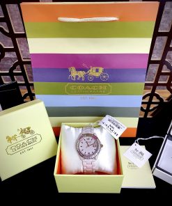 Đồng hồ Coach Ceramic Rainbow Crystal Bezal nữ máy Quartz Nhật Like auth 36mm