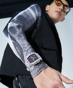 Đồng hồ Mark Fairwhale 6770 chính hãng nam dáng thùng rượu trong suốt 42mm (1)