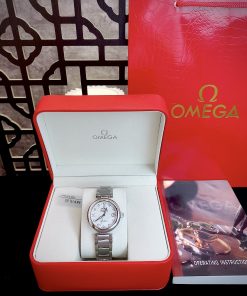 Đồng hồ Omega Ladymatic nữ mặt trắng Super Fake giá rẻ 34mm