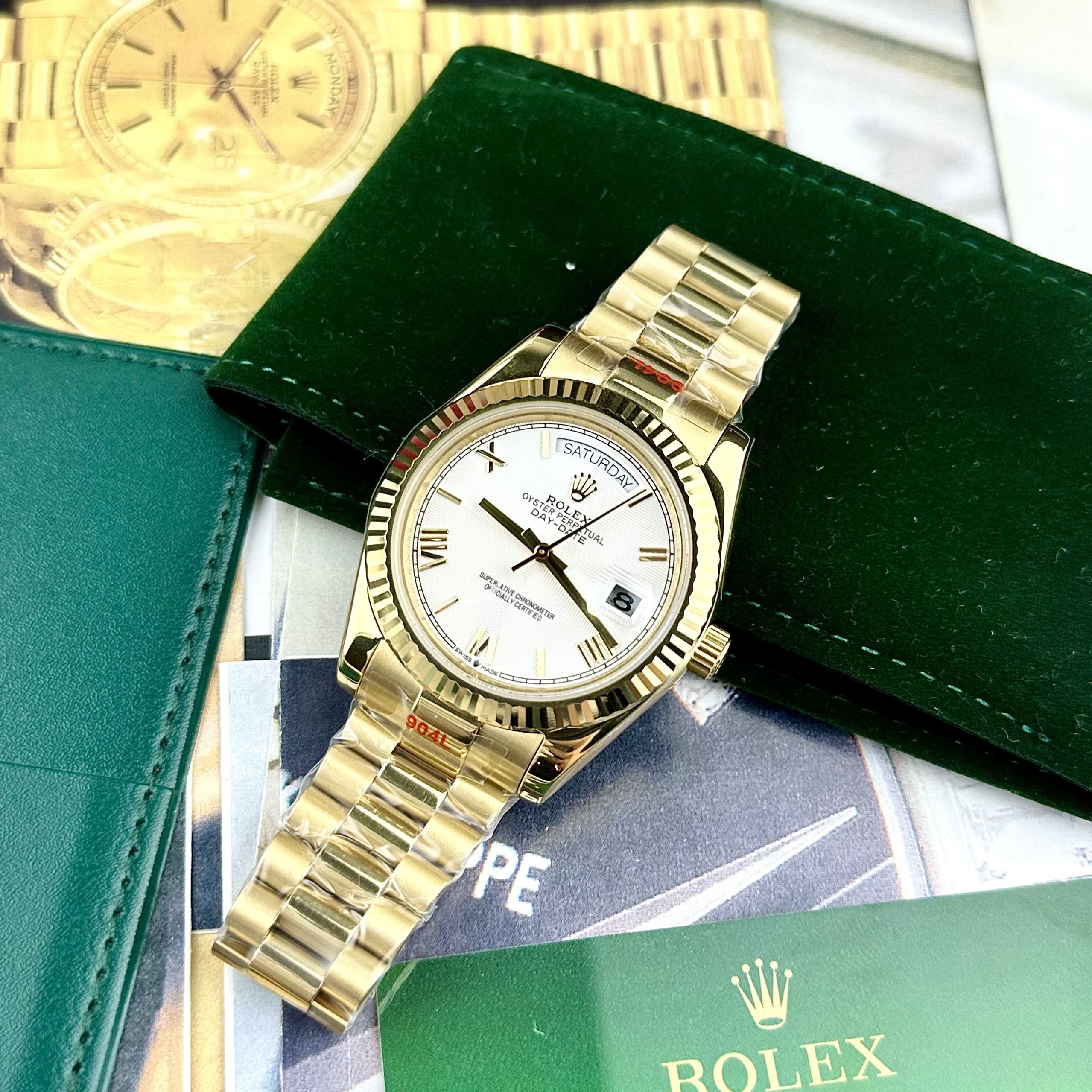 Đồng hồ Rolex Day-Date nam cọc số La Mã máy cơ Nhật Fake giá Rẻ 40mm (4) Đồng hồ Rolex Day-Date nam cọc số La Mã máy cơ Nhật Fake giá Rẻ 40mm