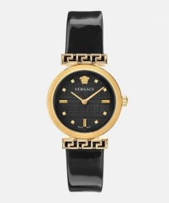 Đồng hỗ Versace Ladies Meander Black nữ màu Vàng Gold like auth 34mm