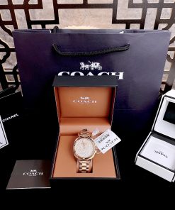Đồng hồ Coach Tatum nữ mặt tròn đính đá Like Auth 34mm