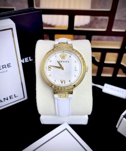 Đồng hồ Like Auth Versace Greca Strap nữ dây da màu trắng 36mm