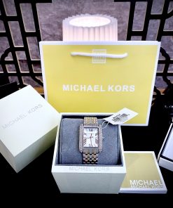 Đồng hồ Michael Kors Mini Emery Tri-Tone nữ dây kim loại Mk4744 Like auth 27x34mm