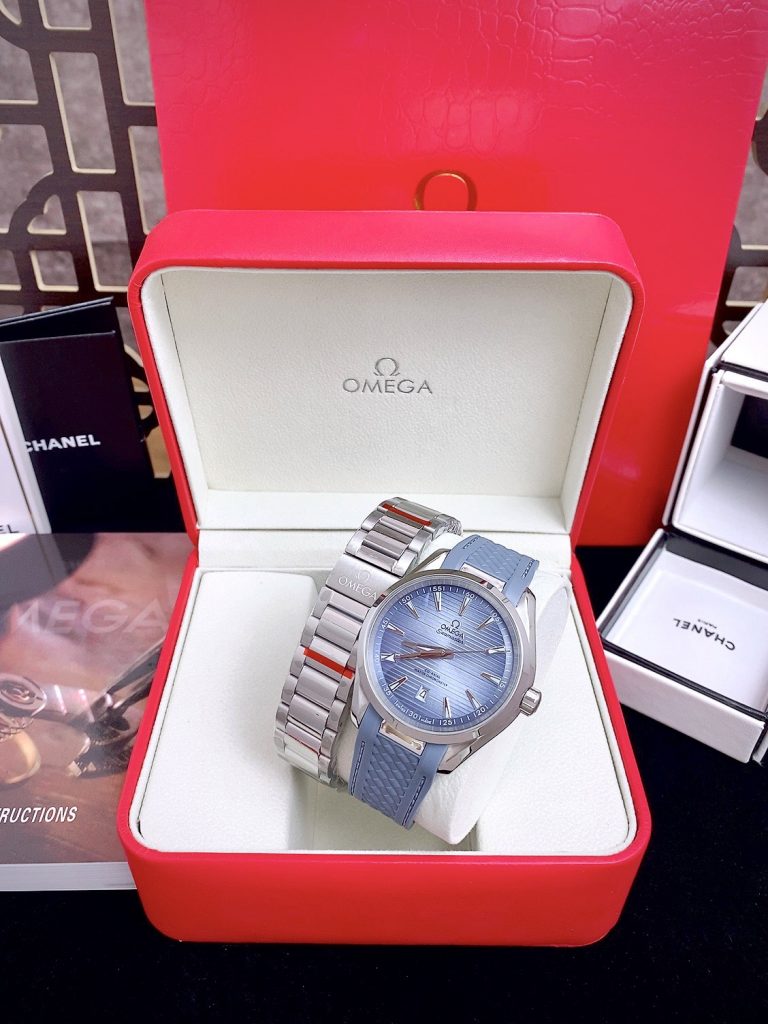 Đồng hồ Omega Aqua Terra Chronometer nam màu xanh Blue Super Fake 41mm