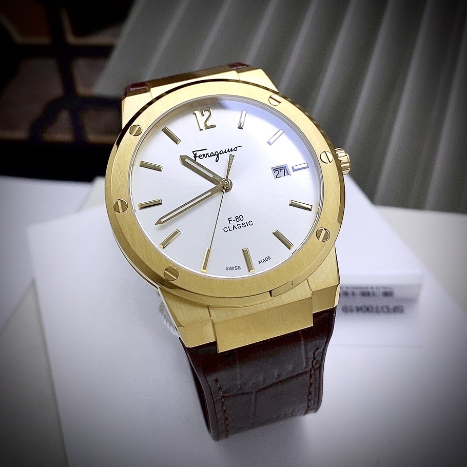 Đồng hồ Salavatore Ferragamo F-80 nam màu Vàng Gold Fake cao cấp 40mm (3) Đồng hồ Salavatore Ferragamo F-80 nam màu Vàng Gold Fake cao cấp 40mm