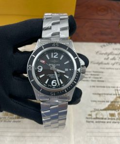 Đồng hồ Breitling Superocean Chronometre nam mặt đen Fake giá rẻ 45mm