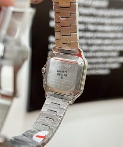 Đồng hồ Cartier Santos nữ Replica 11 màu trắng cọc số la mã 35 (2)