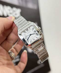 Đồng hồ Cartier Santos nữ Replica 11 màu trắng cọc số la mã 35 (2)