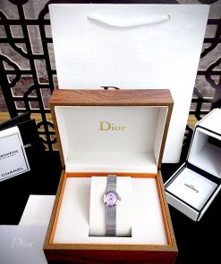 Đồng hồ Dior Satine nữ mặt hồng dây kim loại Like Auth 19mm