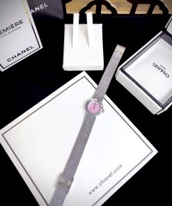 Đồng hồ Dior Satine nữ mặt hồng dây kim loại Like Auth 19mm