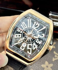 Đồng hồ Franck Muller V45 máy cơ Nhật màu đen vỏ vàng hồng