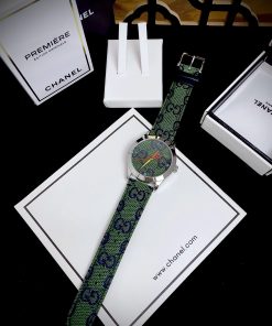 Đồng hồ Gucci G-Timeless nữ siêu cấp dây da màu xanh lá cây 38mm (1)