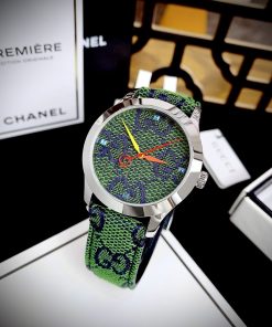 Đồng hồ Gucci G-Timeless nữ siêu cấp dây da màu xanh lá cây 38mm (1)