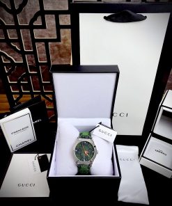 Đồng hồ Gucci G-Timeless nữ siêu cấp dây da màu xanh lá cây 38mm (1)
