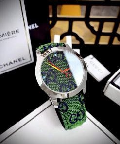 Đồng hồ Gucci G-Timeless nữ siêu cấp dây da màu xanh lá cây 38mm (1)
