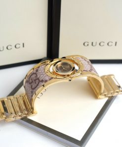 Đồng hồ Gucci nữ dạng lắc tay màu vàng sang trọng mặt nâu 23 (2)