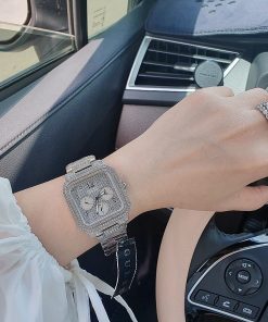 Đồng hồ Guess Integrity nữ mặt vuông đính đá GW0472L1 Like Auth 35mm