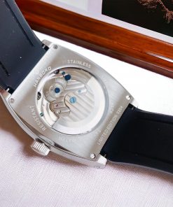 Đồng hồ Hanboro nam mặt đen viền đính đá chính hãng 43mm (1)