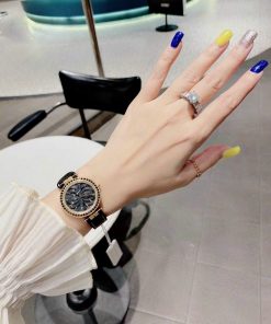 Đồng hồ Salavatore Ferragamo Intreccio nữ mặt đen đính đá Like Auth 31mm