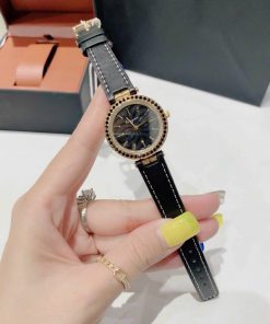 Đồng hồ Salavatore Ferragamo Intreccio nữ mặt đen đính đá Like Auth 31mm