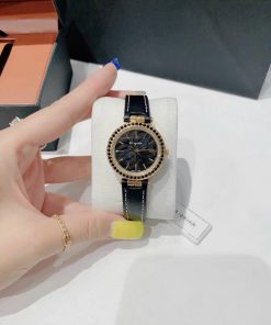 Đồng hồ Salavatore Ferragamo Intreccio nữ mặt đen đính đá Like Auth 31mm
