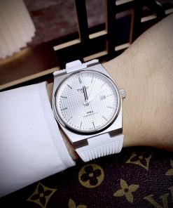 Đồng hồ Tissot PRX Rep cao cấp T80 màu trắng dây cao su máy Pin 40mm