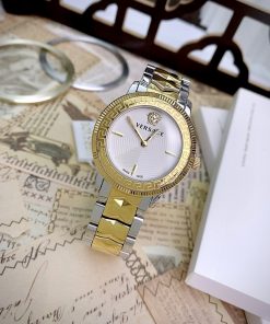 Đồng hồ Versace Tribute nữ mặt trắng dây kim loại Like Auth 36mm