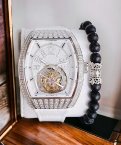 Đồng hồ nam Hanboro cơ lộ máy đính đá chính hãng 43mm (1)