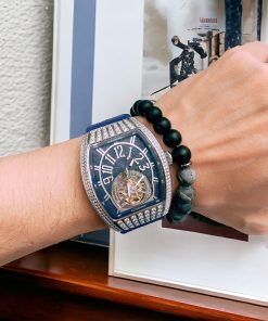 Đồng hồ nam Hanboro dây cao su lộ cơ chính hãng 43mm (1)