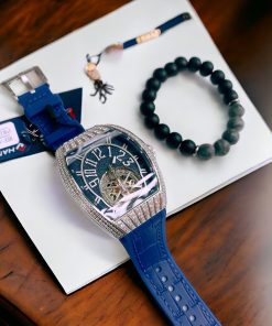 Đồng hồ nam Hanboro dây cao su lộ cơ chính hãng 43mm (1)