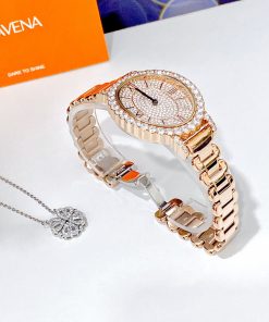 Đồng hồ Davena Austria 31893 nữ dây kim loại đính đá chính hãng 34mm (8)