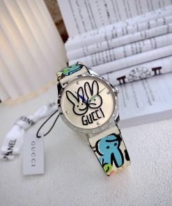 Đồng hồ nữ Gucci Like auth dây da mặt hoạ tiết thỏ 38mm (1)