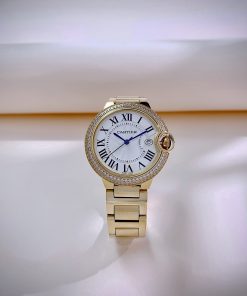 Đồng hồ Cartier Ballon Bleu nữ đính đá vàng gold Fake giá rẻ 36mm (1)