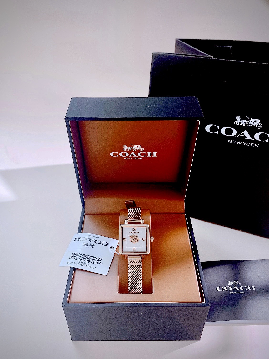 Đồng hồ Coach nữ dây kim loại Coach hoa trà Rep 11 22mm (2) Đồng hồ Coach nữ dây kim loại Coach hoa trà Rep 11 22mm (6)
