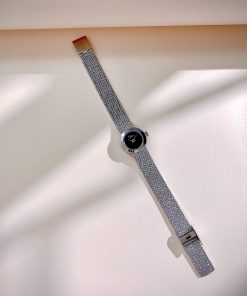 Đồng hồ Dior Satine nữ mặt đen dây kim loại Like Auth (5)