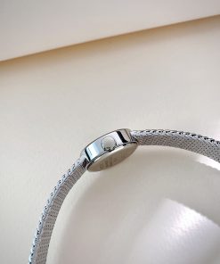 Đồng hồ Dior Satine nữ mặt đen dây kim loại Like Auth (5)