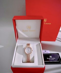 Đồng hồ Royal Crown nữ màu vàng hồng đính đá like auth (1)