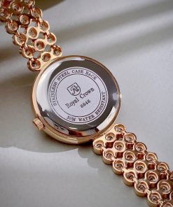 Đồng hồ Royal Crown nữ màu vàng hồng đính đá like auth (1)