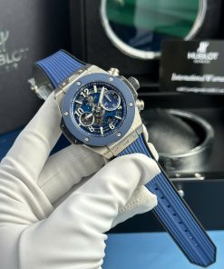 Đồng hồ Hublot Rep 11 Big Bang Unico Titanium Blue Bezel BBF 42mm (7)