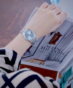 Đồng hồ Rolex Datejust nữ mặt xanh băng cọc số đính đá Fake cao cấp 32mm