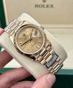 Đồng Hồ Rolex Day-Date 128238 mặt vàng champagne 158gram Rep 11 QF factory 36mm (1)