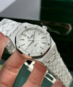 Đồng hồ Audemars Piguet Royal Oak Frosted Gold 15454BC Replica 11 mặt trắng APS 37mm (4)