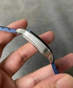 Đồng hồ Cartier Santos Rep 11 cao cấp mặt xanh blue dây cao su 40mm (2)