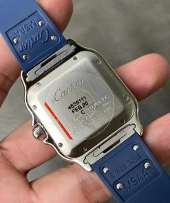 Đồng hồ Cartier Santos Rep 11 cao cấp mặt xanh blue dây cao su 40mm (2)