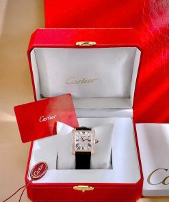 Đồng hồ Cartier Tank Anglaise nữ đính đá dây da Fake cao cấp 30mm (1)