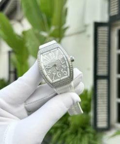 Đồng hồ Franck Muller V32 Rep 11 nữ màu trắng đính đá Swarovski 36mm (2)